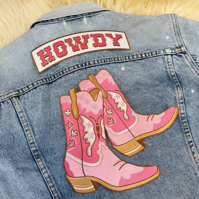 Wildflower + Co. – wholesale Patch – Pink Cowgirl XL Back Patches - Boot + Howdy