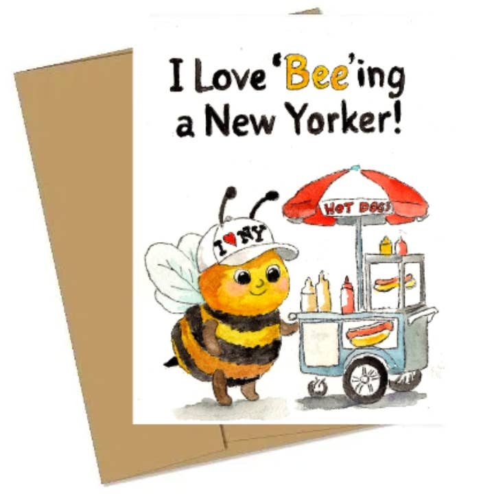 Johnnerdraws - Wholesale Everyday Greeting Card - I love BEEing a New Yorker! Handmade Greeting Card