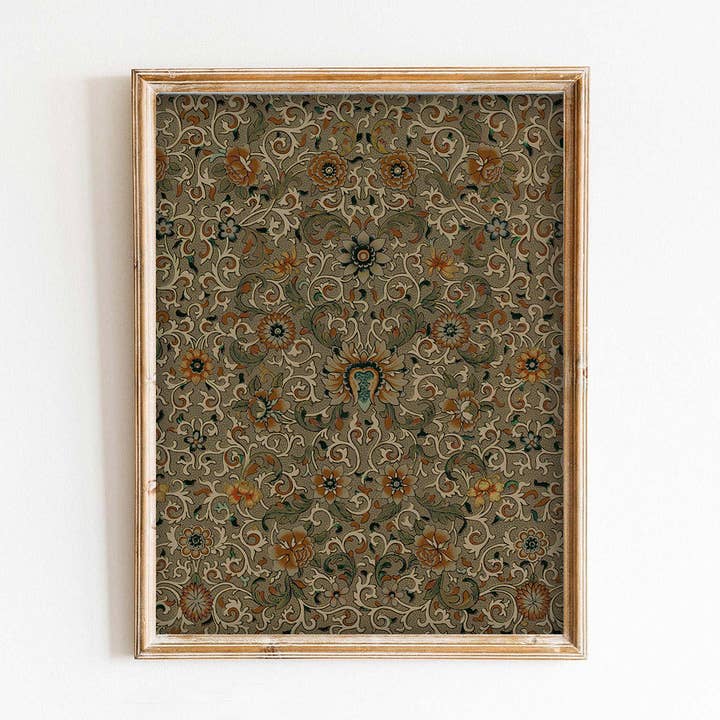 Impresión artística con estampado de tapiz vintage de salvia para venta al por mayor de Paper House Print Shop