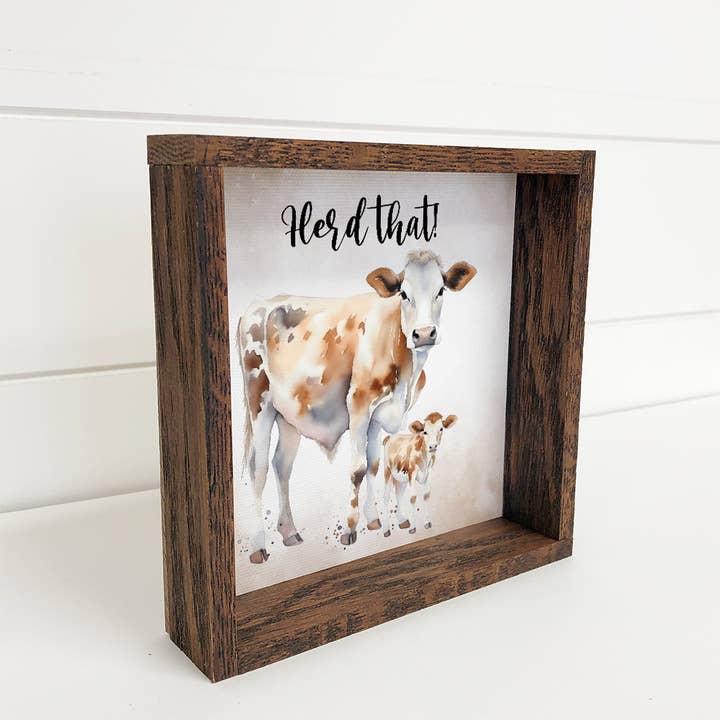 Herd That Cows - Sød Ko Akvarel - Husdyr & Ramme for engroshandel hos Hangout Home