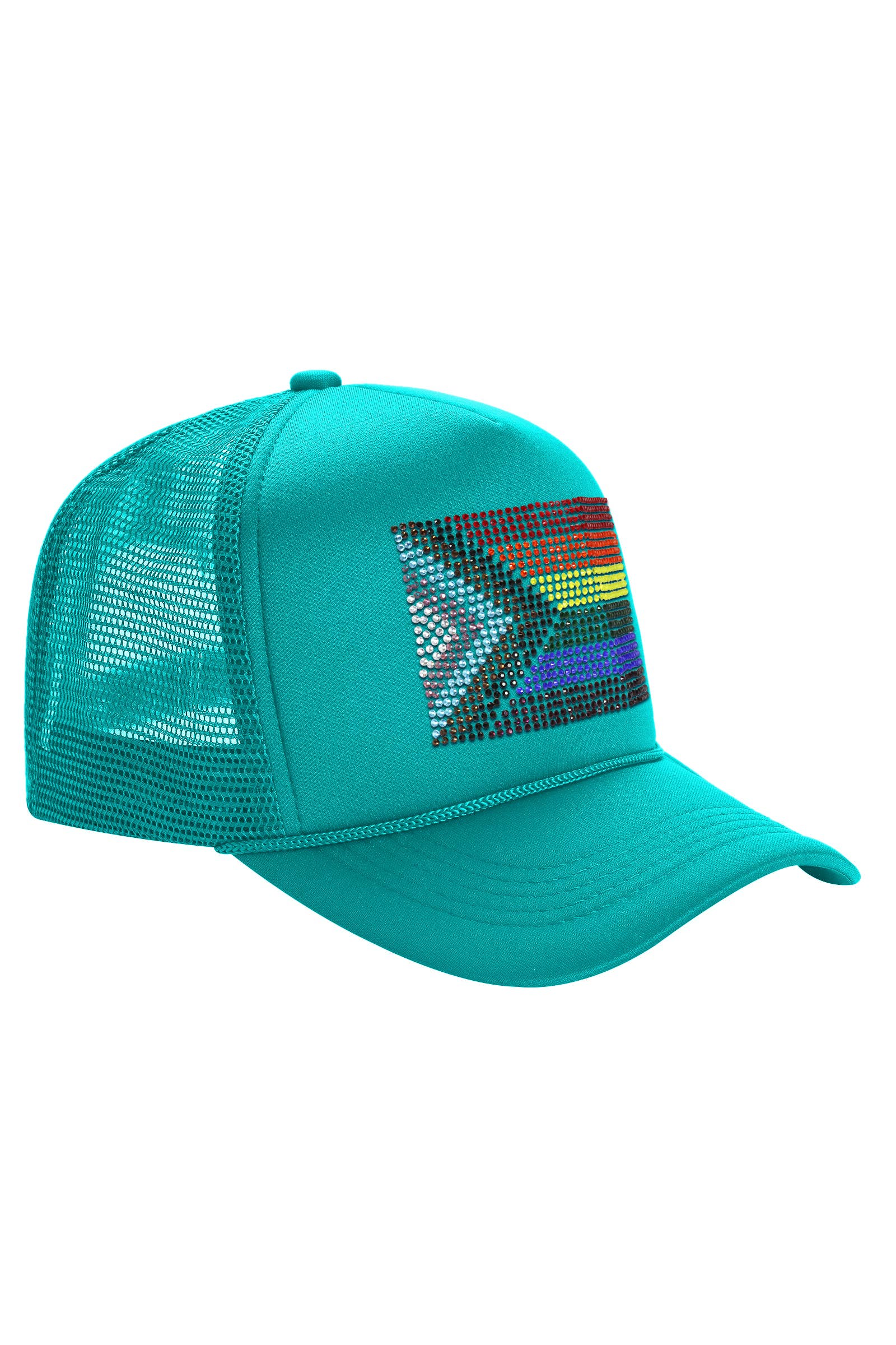 Cap Zone - Wholesale Trucker Hat - Unisex - Bling Rainbow Pride Flag Sponge Trucker Hat20