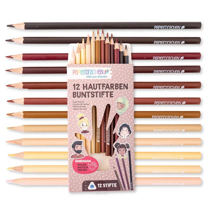 Papierdrachen 12 Buntstifte in Hautfarben für den Großhandel von Papierdrachen