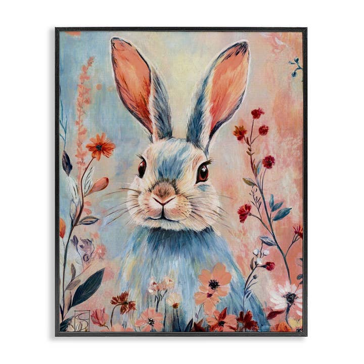 Blue Rabbit & Wildflowers - Framed Wall Art for wholesale by Stupell Industries