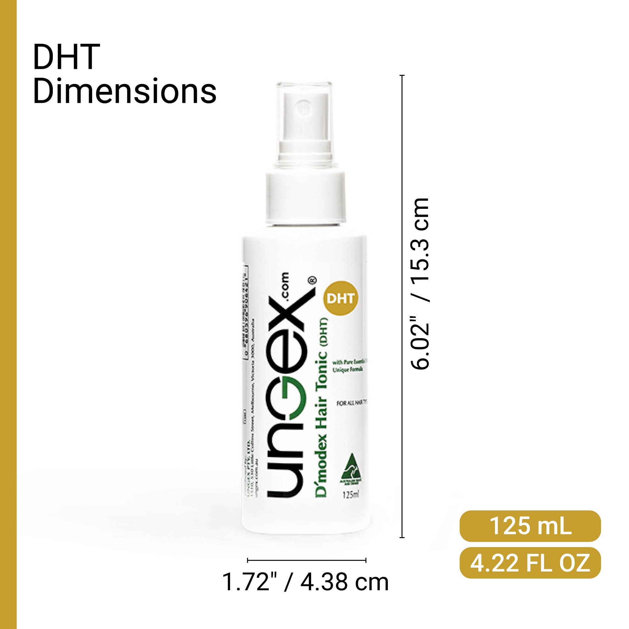 Ungex Pty Ltd – wholesale Behandling för hår och hårbotten – Demodex hår Tonic (DHT) 125 ml1