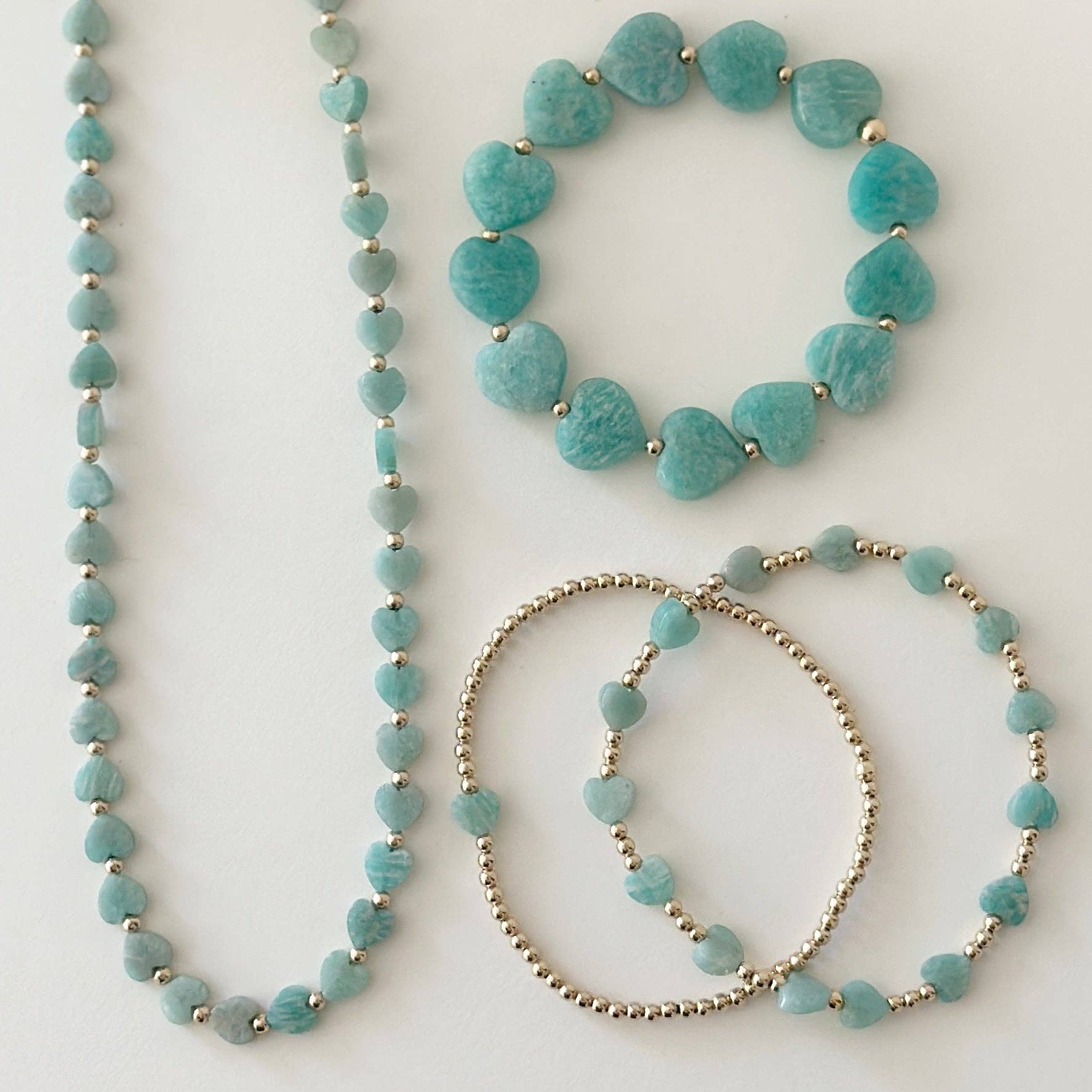 Jeny Baker Designs - Wholesale Beaded/Pearl Necklace - Pippa Heart Necklace, Amazonite1