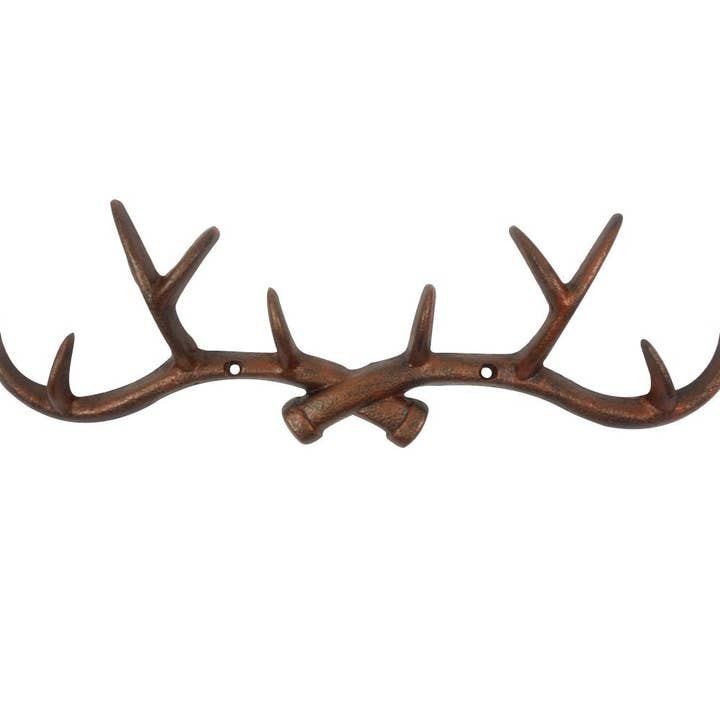 Rustik Kobber Cast Iron Antler Wall Kroge 15" for engroshandel hos Hampton Ironworks