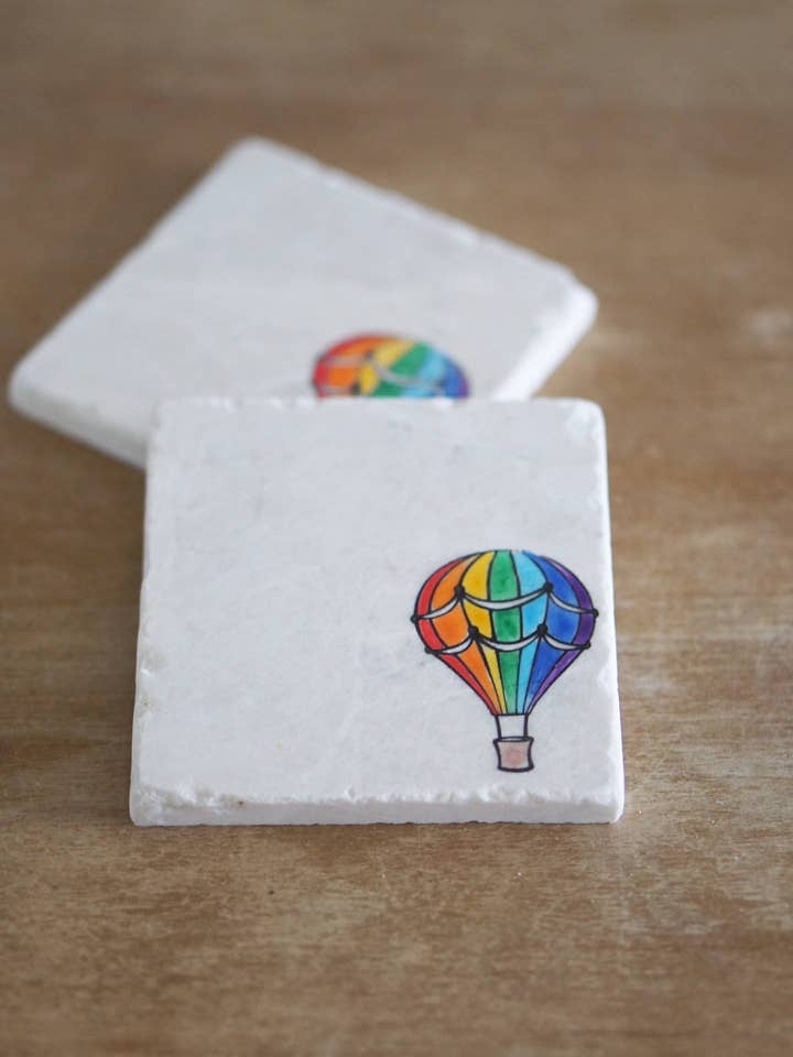Hot Air Balloon Marble Coaster Set for wholesale by Lace, Grace & Peonies Marble Coasters