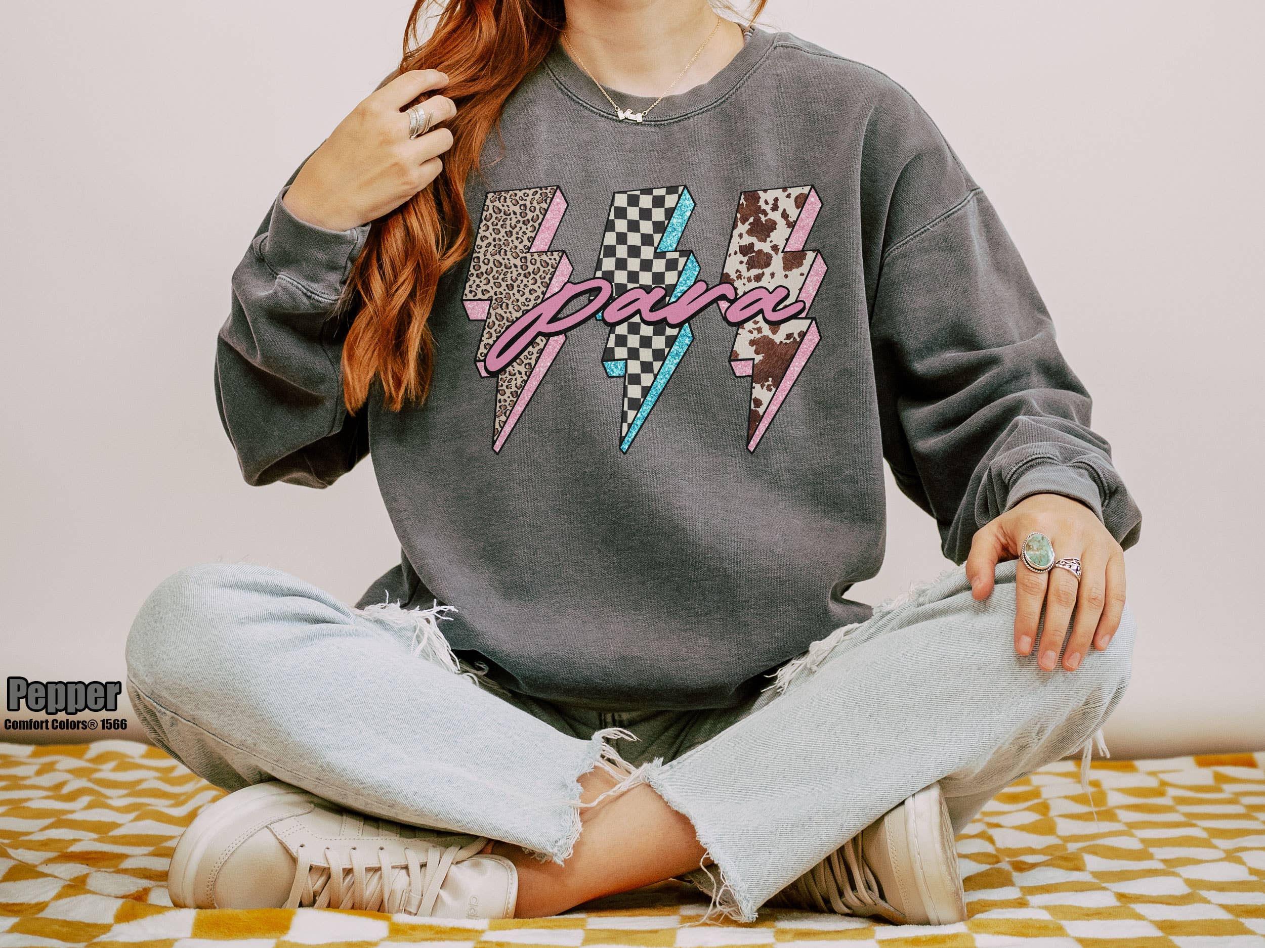 Glaime – T-shirt gráfica - Mulher por atacado – Comfort Colors Para Lightning Bolt Shirt, Educação Especial3