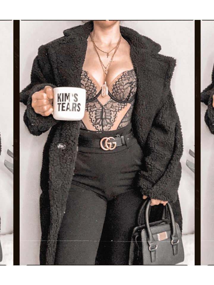 Noir Manteau Teddy en fausse fourrure noire PRAGUE en vente sur Faire