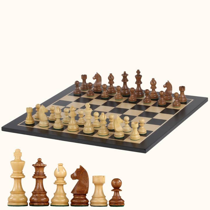 Set di scacchi – tinto nero in mogano – No. 5 & 6 per la vendita all'ingrosso da parte di Schackmatt.se