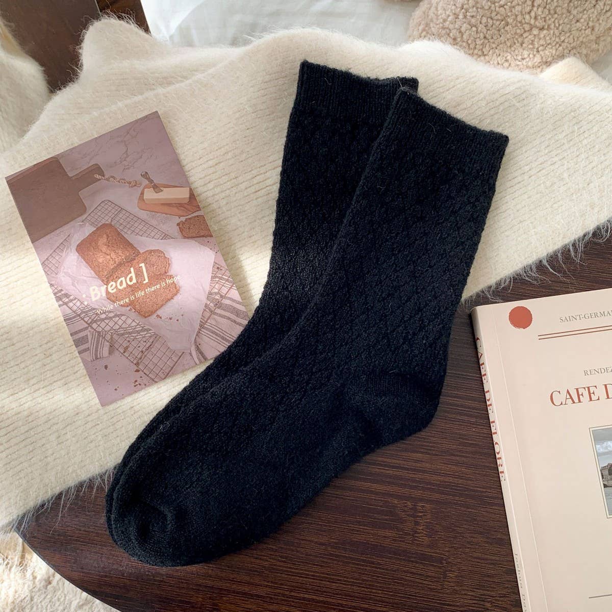 ACCITY - Wholesale Socks - Women's - Plaid Plush Socks Women Winter Thick Warm Cozy_CWMS028680