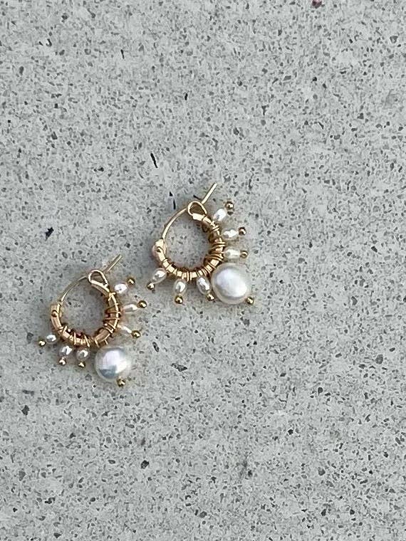 Pearl Wrap Huggie Earrings for wholesale by Of Two Hearts LA