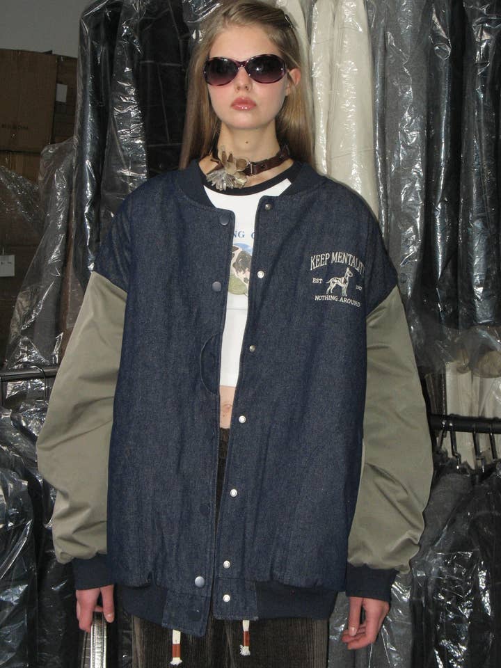 Denim Baseball Jacket for wholesale by Prod Bldg