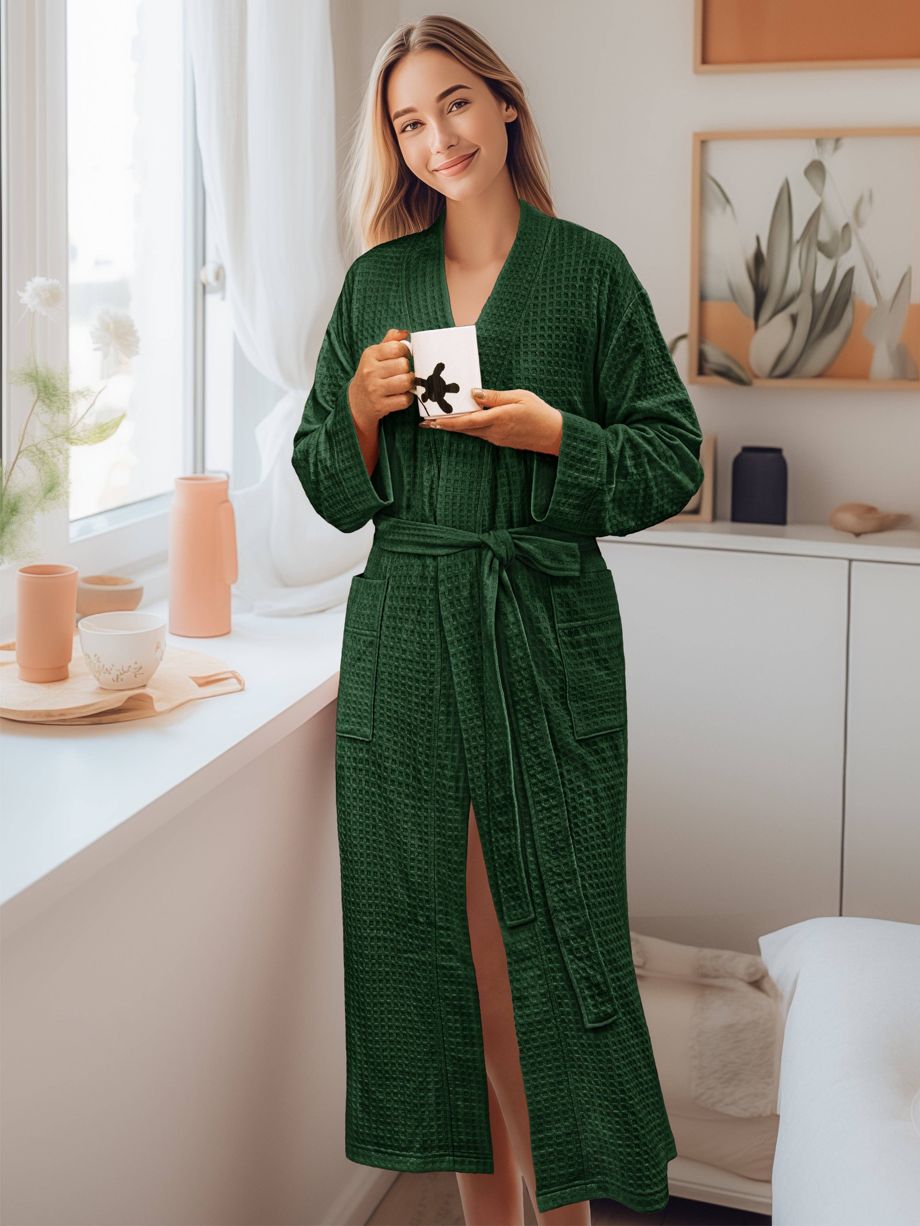 Pavilia - Wholesale Robe - Women's - Women's Waffle Texture Knit Robe17