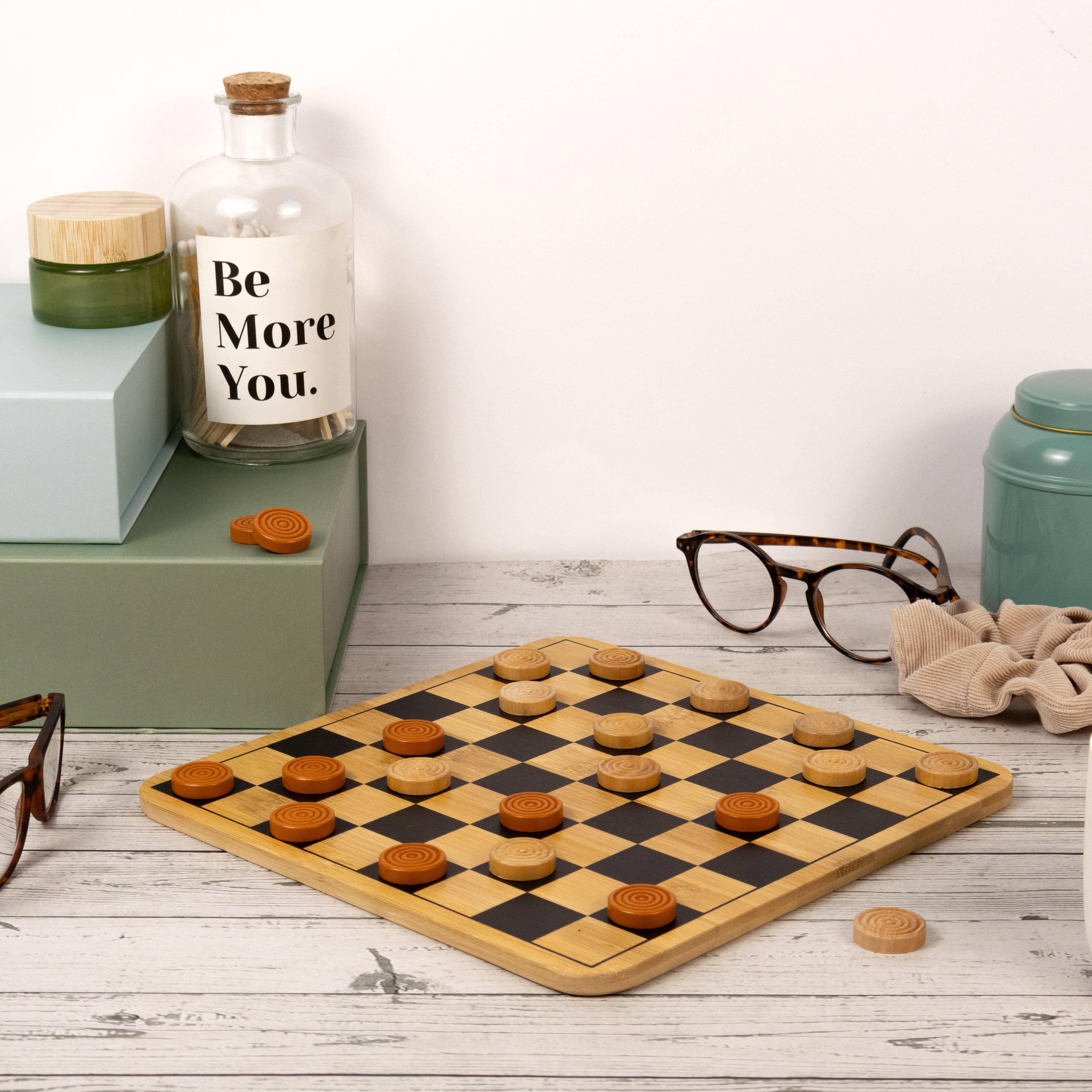 Robert Frederick Ltd – Jogo de tabuleiro por atacado – Conjunto de Damas de Bambu - Feito com Materiais Sustentáveis6