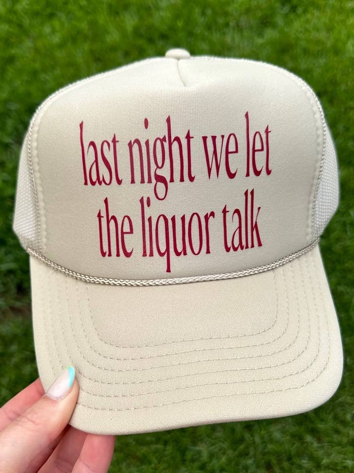 LAST NIGHT TRUCKER HAT for wholesale by BusyBeesPartyCo.