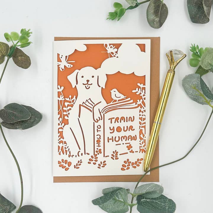 Hur du tränar ditt mänskliga kort, Golden Retriever födelsedagskort för wholesale av Chow's Stories