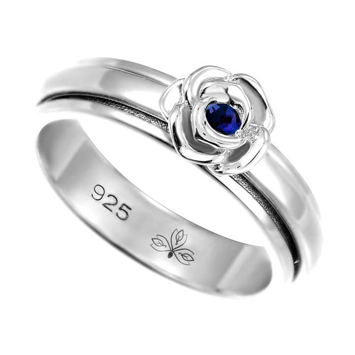 Anello Meditazione Girevole in Argento Sterling con Zaffiro Blu e Rosa per la vendita all'ingrosso da parte di Energy Stone
