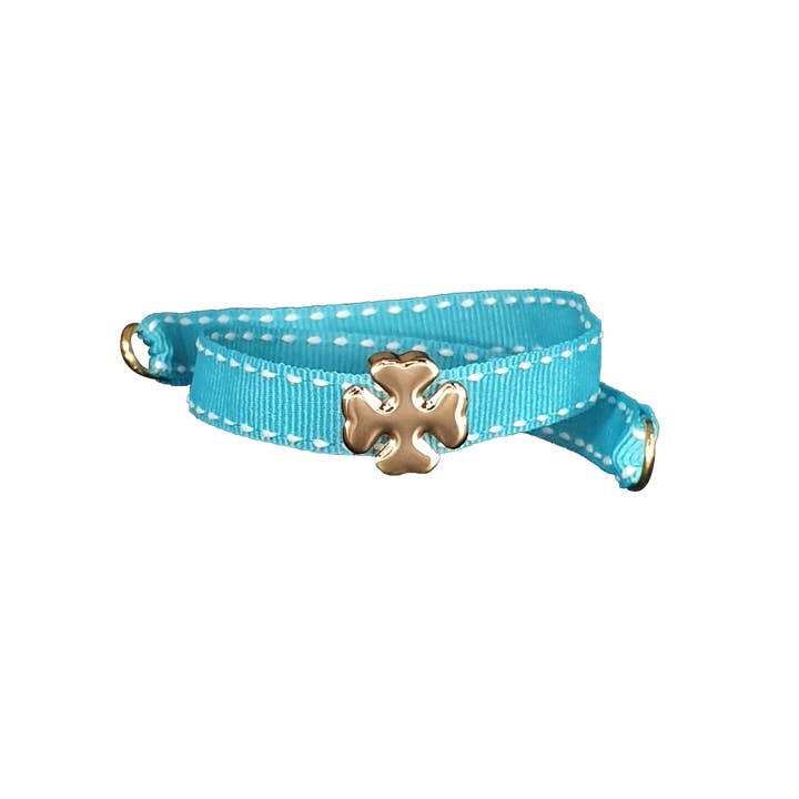 BRACELET TRÈFLE À QUATRE FEUILLES DORÉ TURQUOISE pour la vente par Smartever Srl