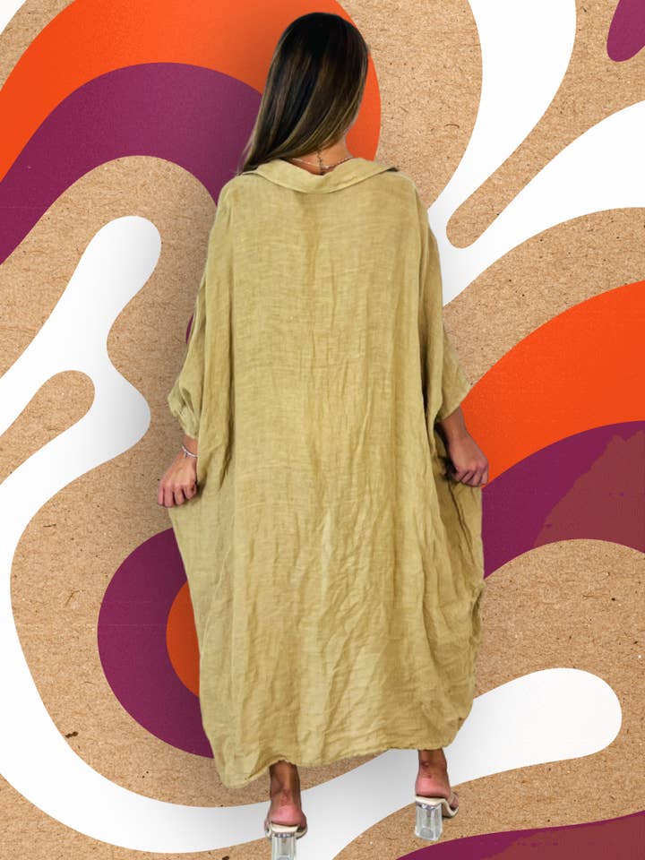 Linen & More - Wholesale Kaftan - Women's - REF 9036 KAFTAN PLAIN LINEN 100%