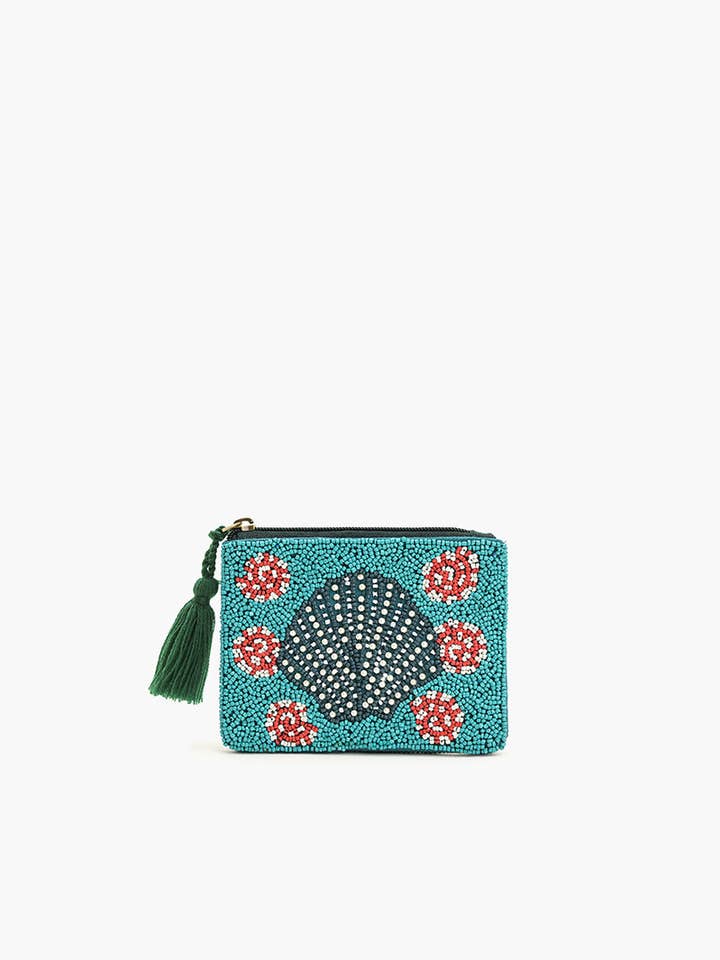 Oceanic Adventure Embellished Mini Pouch-Seashell for wholesale by America & Beyond