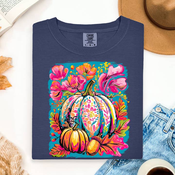 Painted Pumpkins DTF Heat Transfer for wholesale by Trendy Transfers