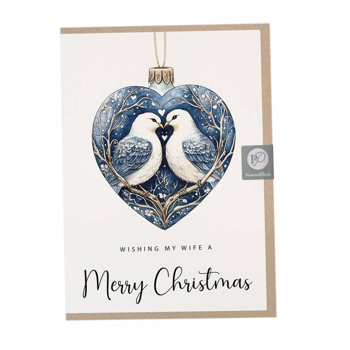Wife Dove Bauble Christmas Card for wholesale by Postcard Prints