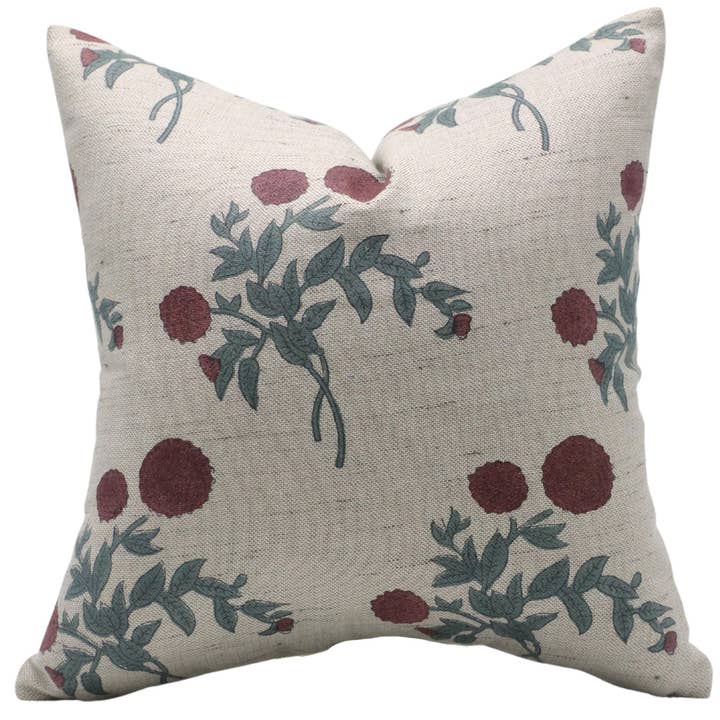 Floral Design Block Linen Blend Cushion Cover - Gulab for wholesale by Fabdivine