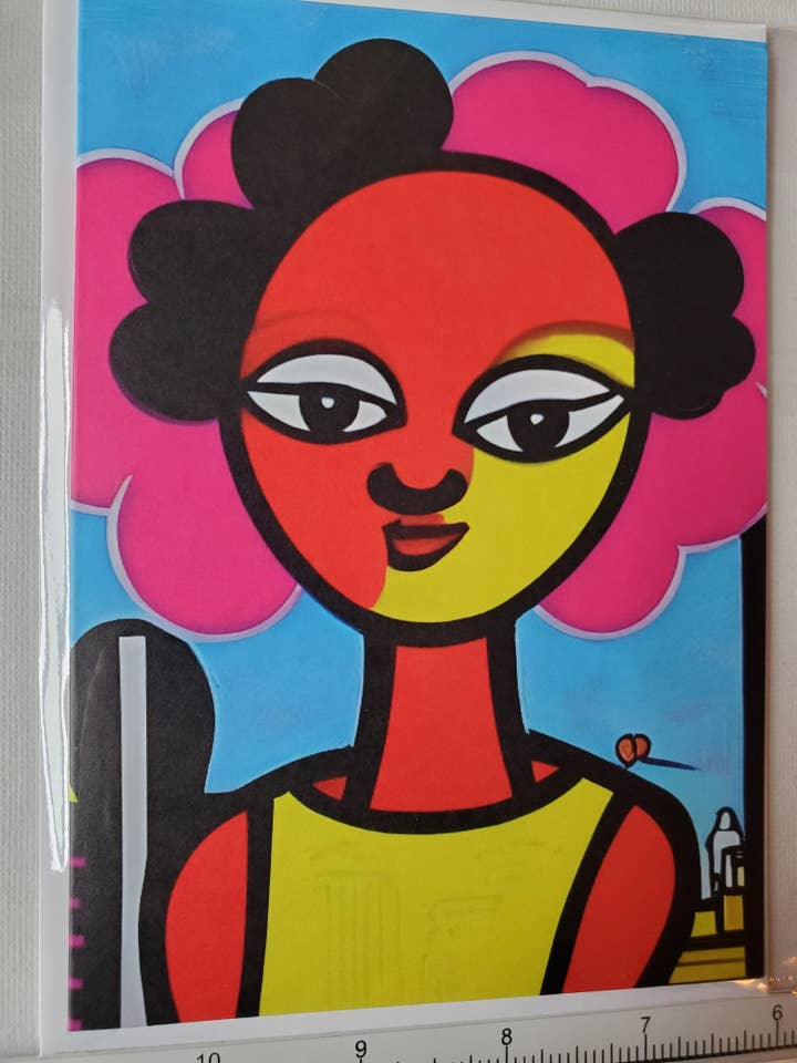 Pink Afro Blank Greeting Card for wholesale by Blacartistry