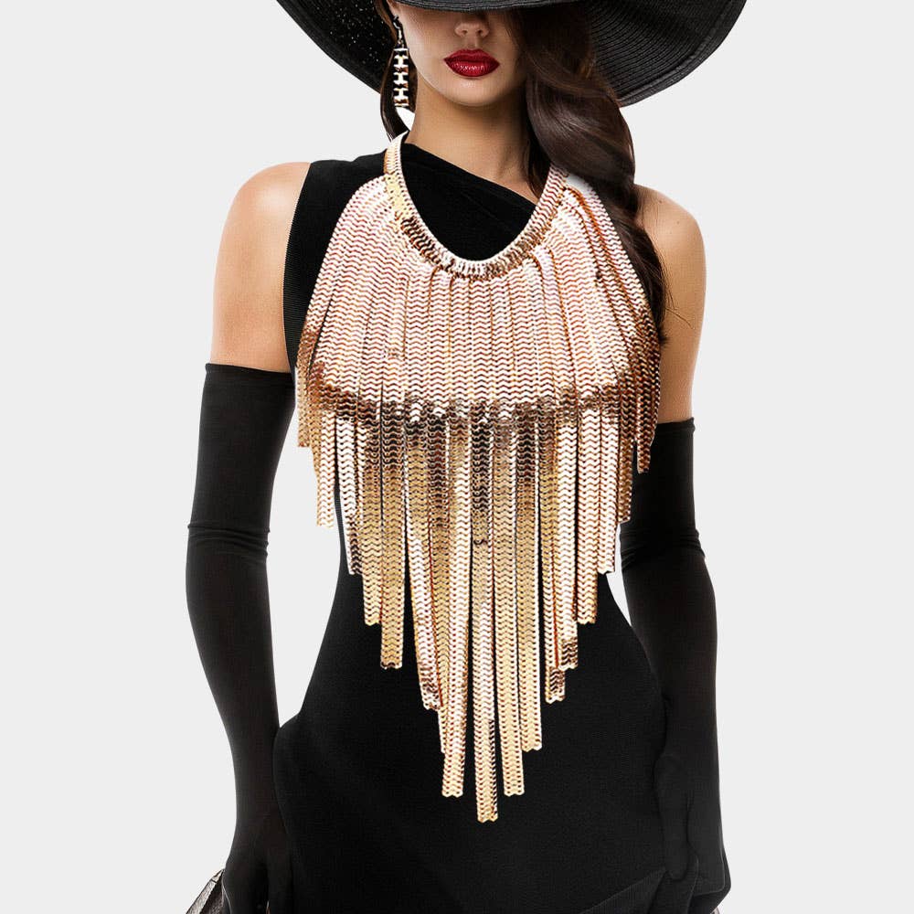 Sensibling Corp. - Wholesale Bib Necklace - Long Drop Wide Snake Metal Chain Metal Necklace
0