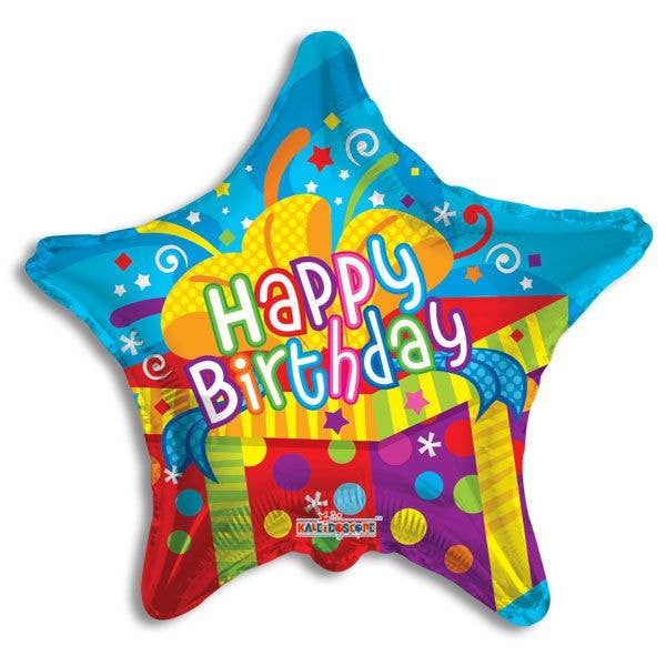 Happy Birthday Big Present Foil Balloon - Bagged for wholesale by Kelli's