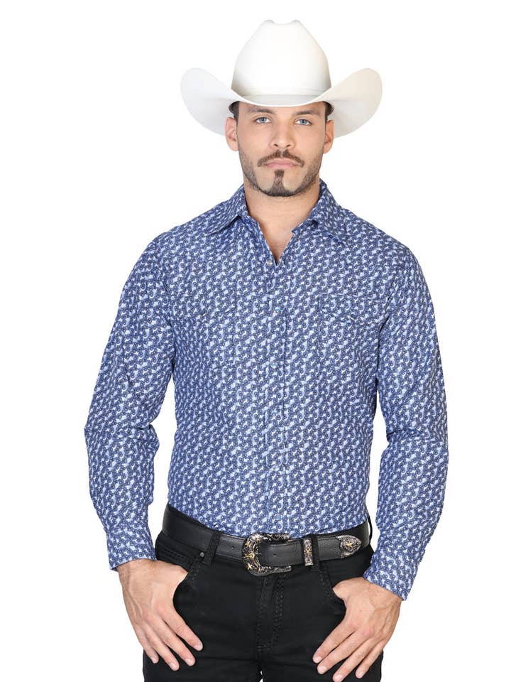 Men's Long Sleeve Denim Shirt El Señor de los Cielos 124805 for wholesale by J&J WESTERN WEAR