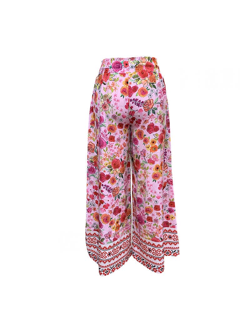 Drawstring Ethnic Pattern Floral Wide-Leg Pants for wholesale on Faire1