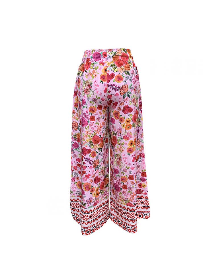 Drawstring Ethnic Pattern Floral Wide-Leg Pants for wholesale on Faire1
