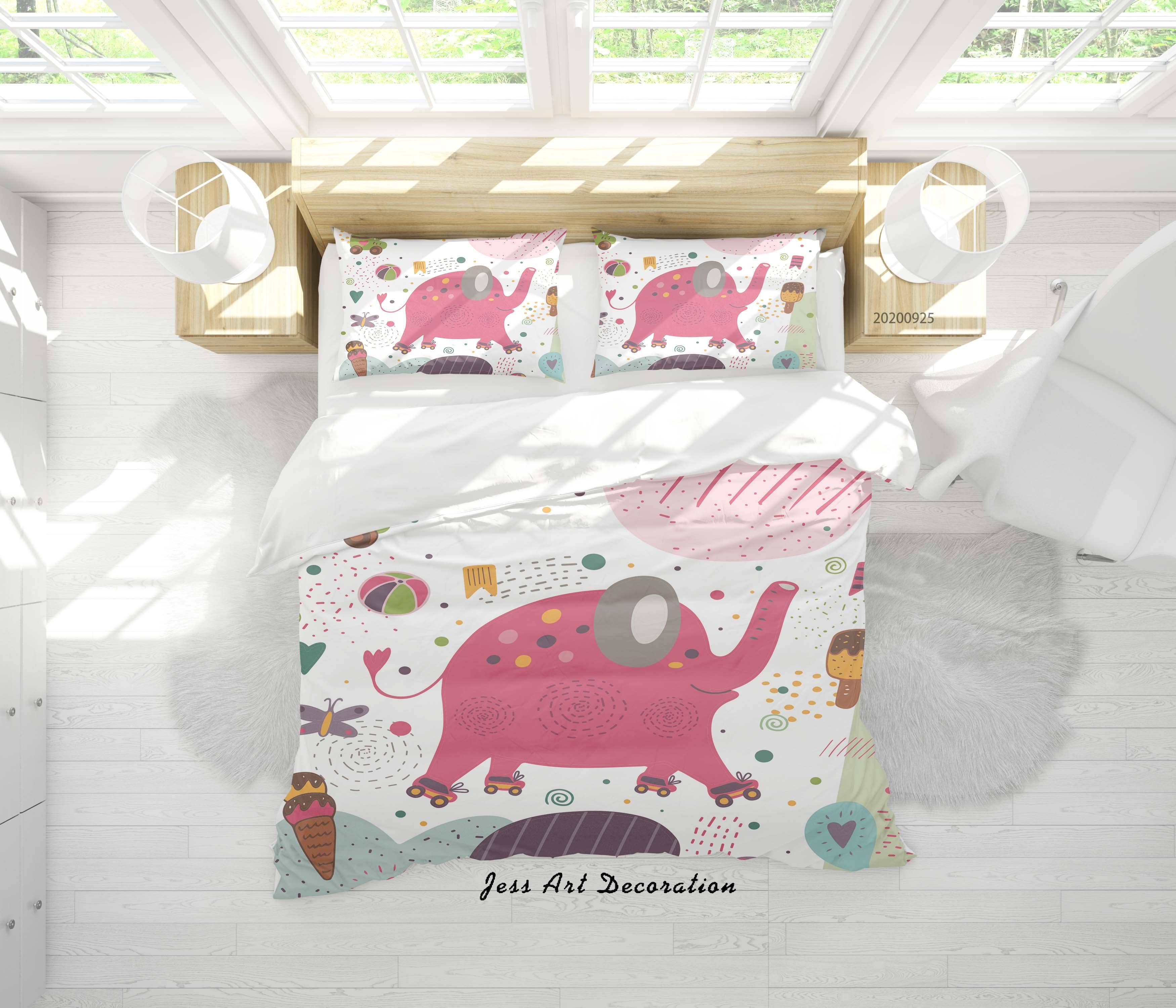 Jess Art Decoration – wholesale Bedding set – 3D Cartoon Animal Baby Elephant Pattern Quilt Cover Set Bedding Set Duvet Cover Pillowcases WJ 64500