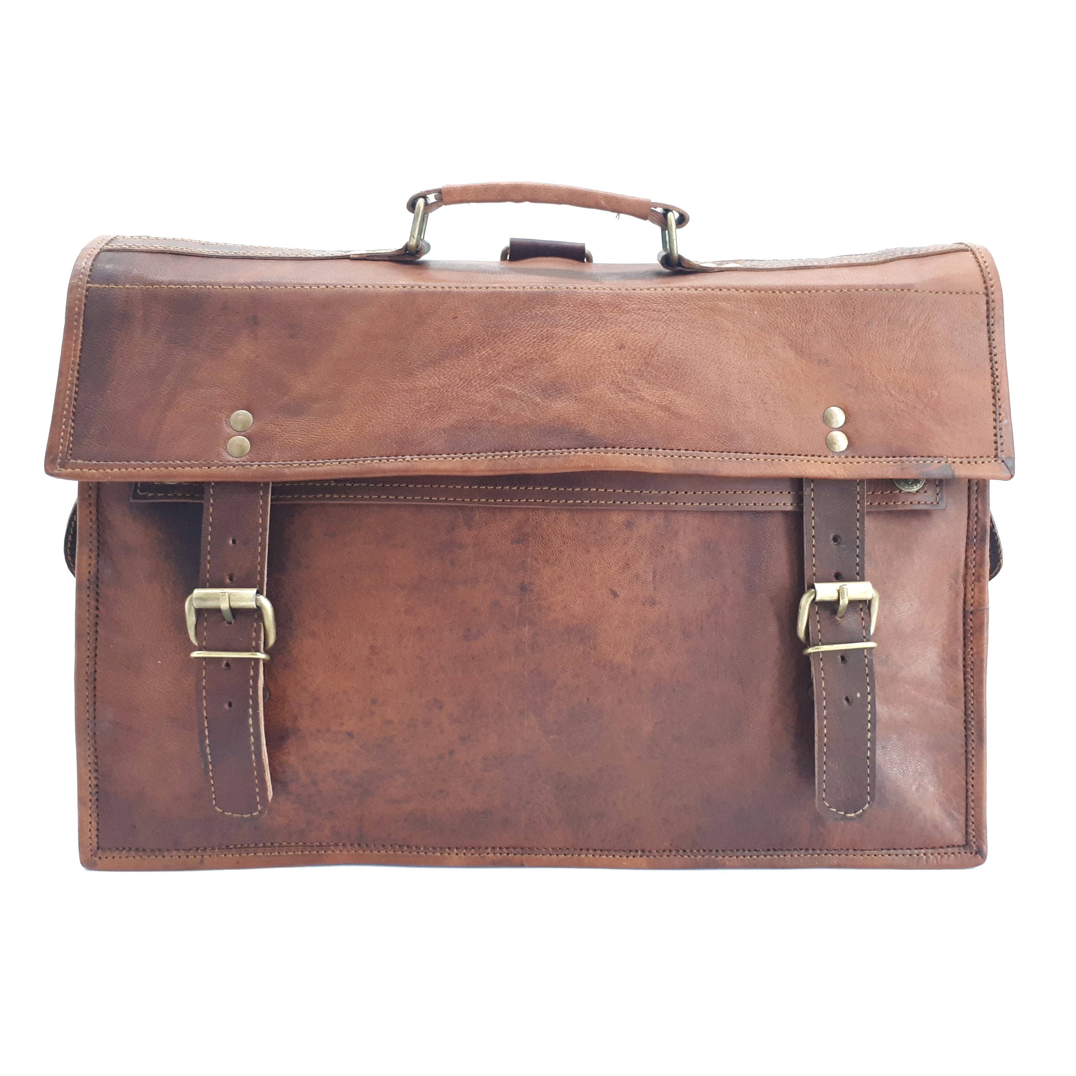 Rust Sydney – wholesale Laptop bag – Unisex – The Big Pommie 16-inch Old School Leather Satchel Bag1