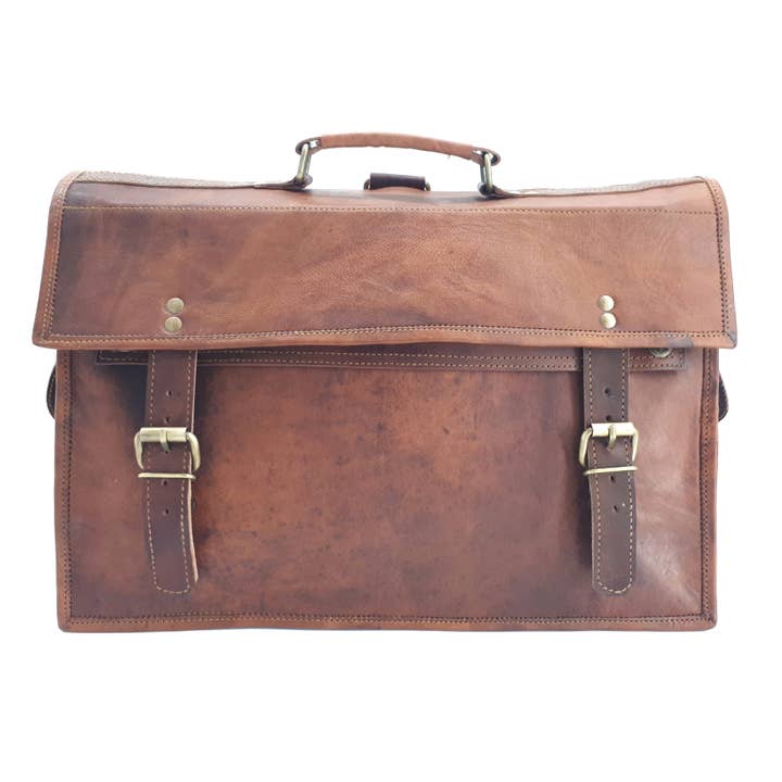 Rust Sydney – wholesale Laptop bag – Unisex – The Big Pommie 16-inch Old School Leather Satchel Bag1
