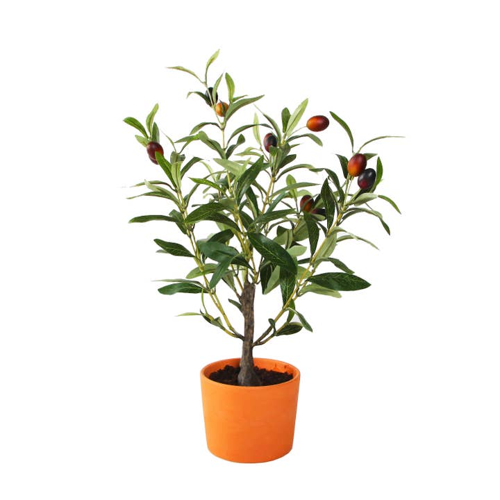 Faux Mini Citrus Tree in Orange Pot for wholesale by Flora Bunda Inc