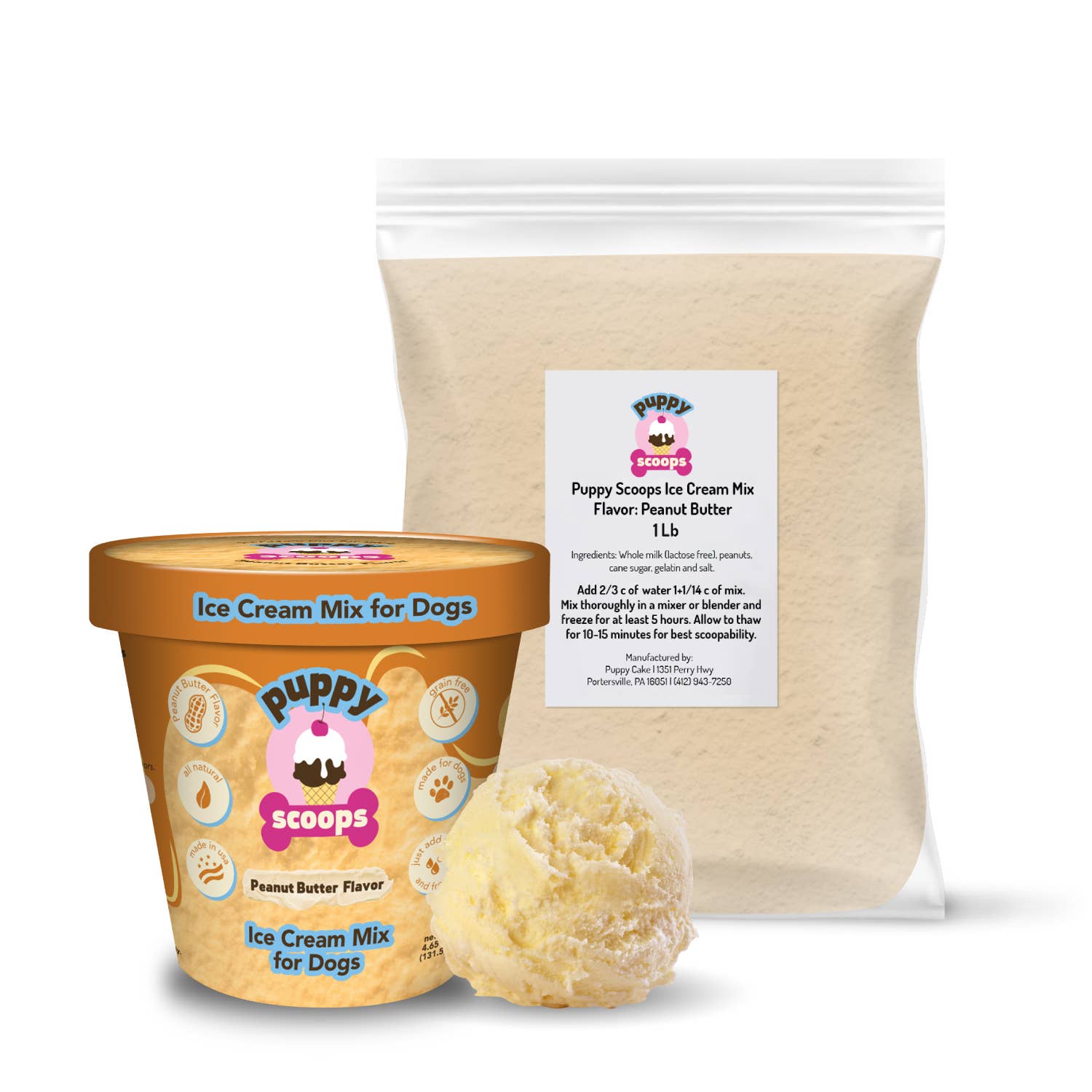 Puppy Cake LLC - Vente Friandises – chien - Mélange de crème glacée en vrac pour chiots — sac de 1 lb1