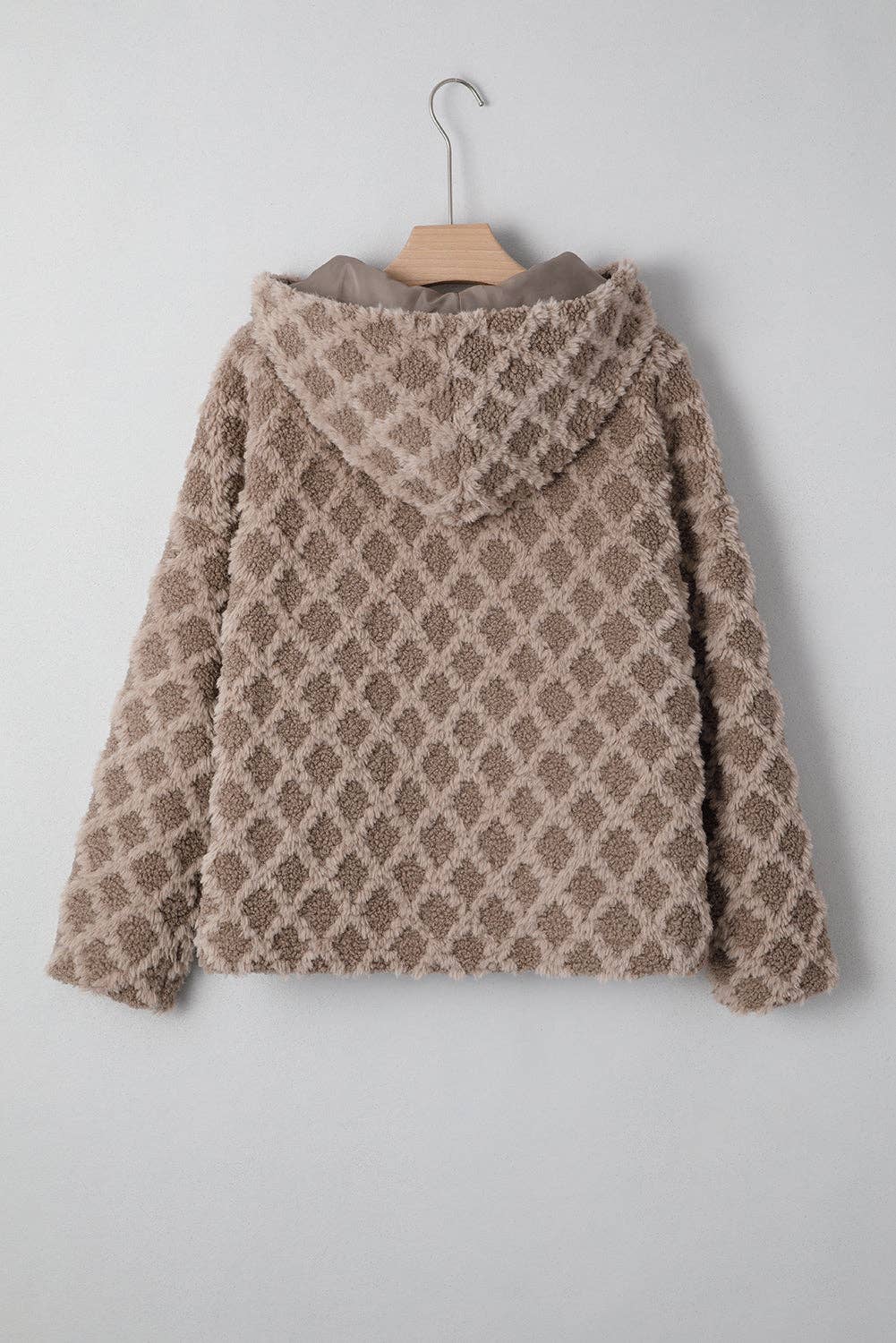 Kastanje Sherpa Rhombus Lynlås Sidelomme Hættetrøje for engroshandel på Faire1