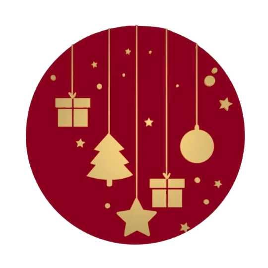 Etichette di Natale – Bordeaux – Ø39mm – 250 Pezzi – Lucide con Illustrazioni Dorate per la vendita all'ingrosso da parte di kadopapier.net
