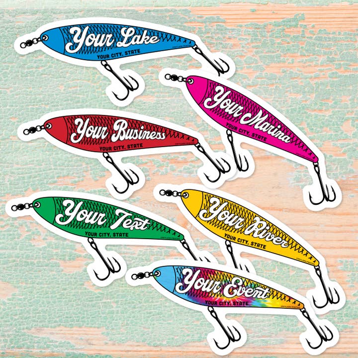 Skylark Printing - Wholesale Sticker - Fishing Lure Souvenir Sticker with Your City, Beach or State