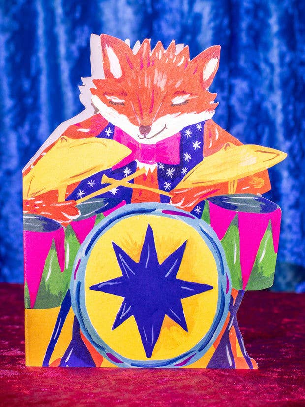Rocking Fox Die-Cut' Greetings Card for wholesale by Hutch Cassidy (Greetings Cards and Paper Goods)