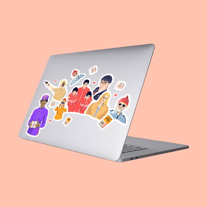 Wes Anderson Vinyl Stickers for wholesale by Amy Blue Illustration