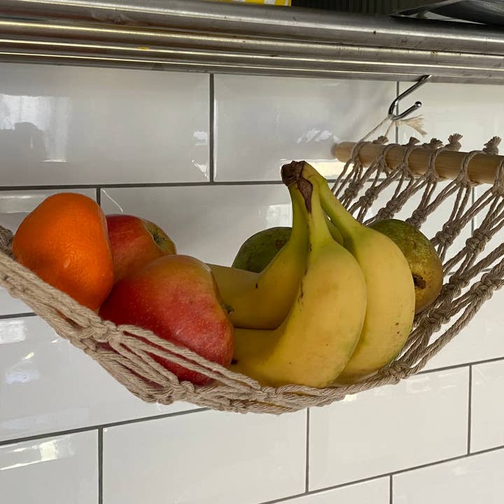 Macra-Made With Love – wholesale Kitchen storage/organiser – Macramé Fruit Hammock – Under Cabinet Hanging Storage6