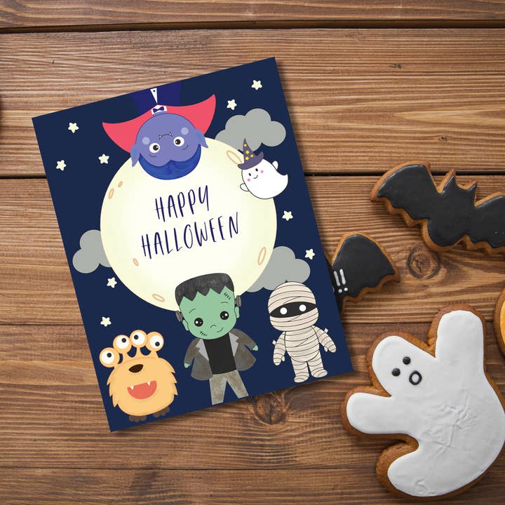Halloween Monsters Gratulationskort för wholesale av Dumplings and Us