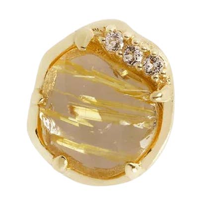 Visión – Cuarzo Rutilado y Topacio Blanco – Extremo sin rosca de oro de 14 quilates para venta al por mayor de Piercing-zone