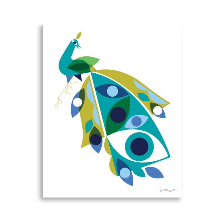 Prancing Peacock Art Print for wholesale by Just Eleanor