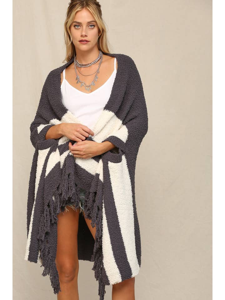 KyeMi - Wholesale Poncho - Women's - Super Soft And Stretchy Poncho With Fringe3