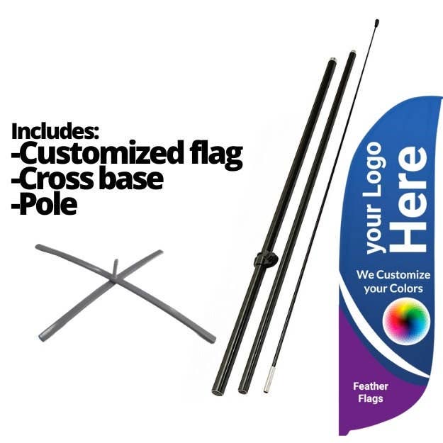 Must NY - Vendita all'ingrosso Bandiere - Bandiera pubblicitaria personalizzata con piuma su due lati con logo2
